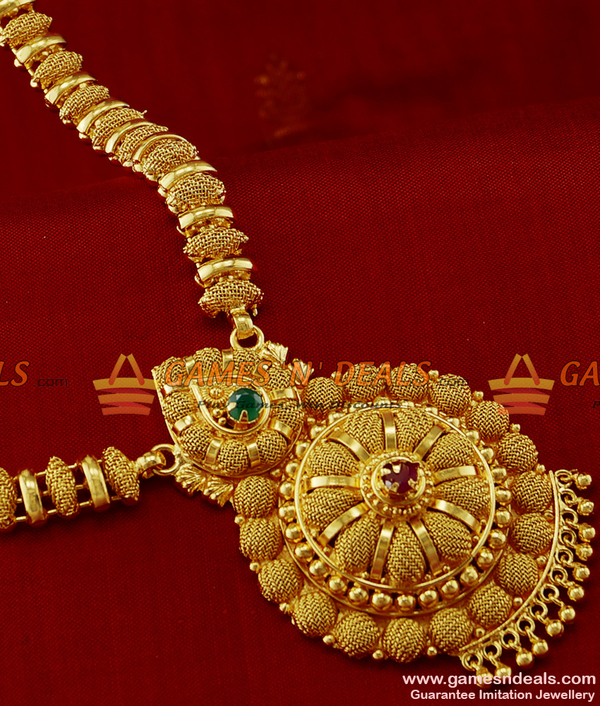 ARRG144 - Gold Plated Imitation Jewellery Full Net AD Stone Dollar Design Bridal Haaram