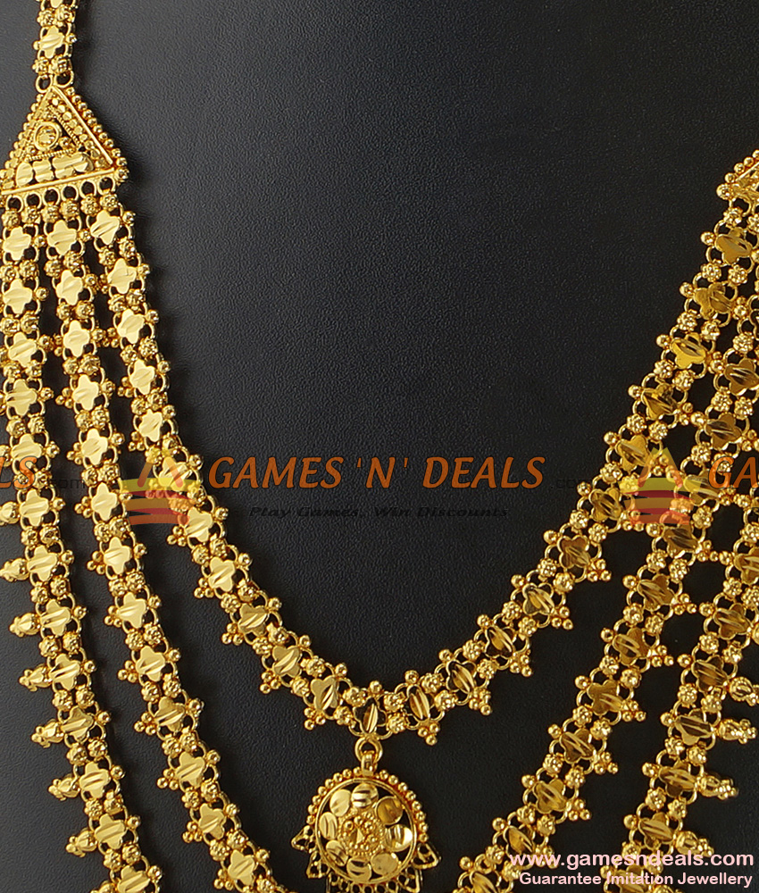 ARRG159 - Grand Three Line Culcutta Bridal Wear Design Haram Imitation Jewelry ARRG159 - Grand Three Line Culcutta Bridal Wear Design Haram Imitation Jewelry