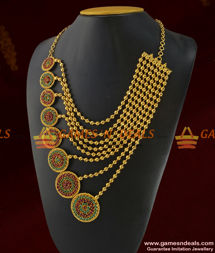 ARRG160 - Grand MultiLine Bridal Wear Semi Precious Ad Stone Haram Imitation Jewelry