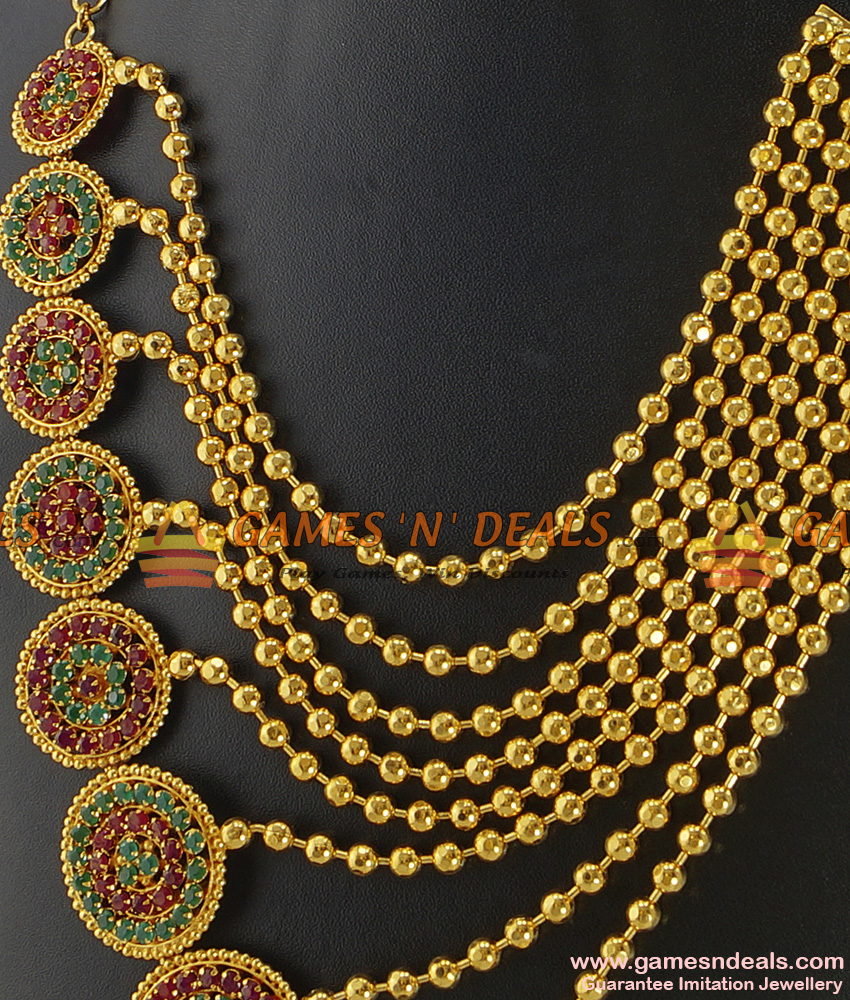 ARRG160 - Grand MultiLine Bridal Wear Semi Precious Ad Stone Haram Imitation Jewelry ARRG160 - Grand MultiLine Bridal Wear Semi Precious Ad Stone Haram Imitation Jewelry