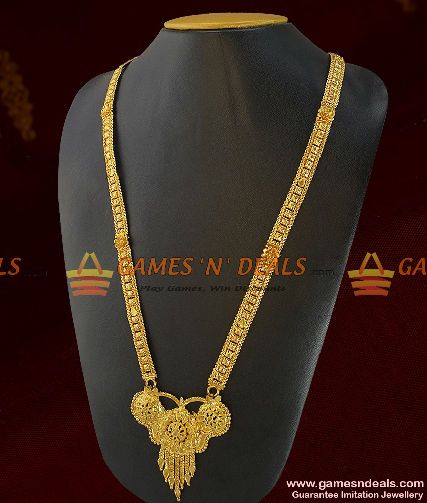 ARRG171 - South Indian Traditional Stiff Type Square Chain Calcutta Long Necklace
