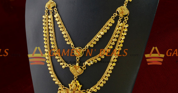 ARRG179 Gold Jewel Like Three Line Culcutta Design Haram