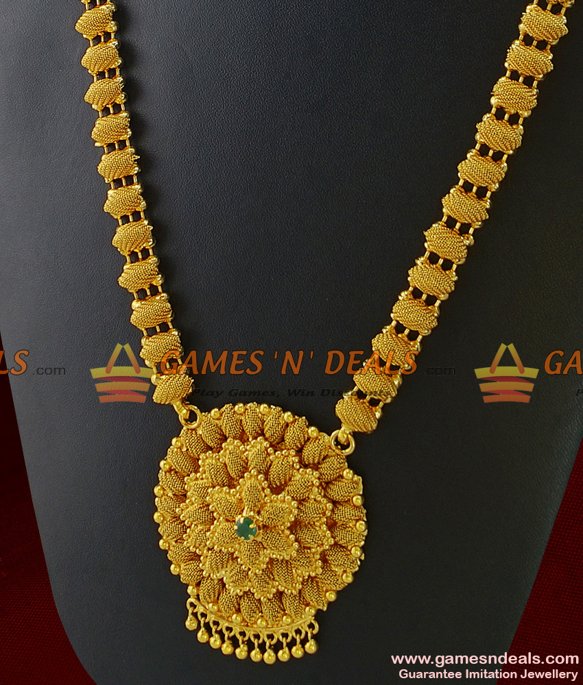ARRG184 - Unique Handmade Kerala Haaram Gold Plated Big Flower Design
