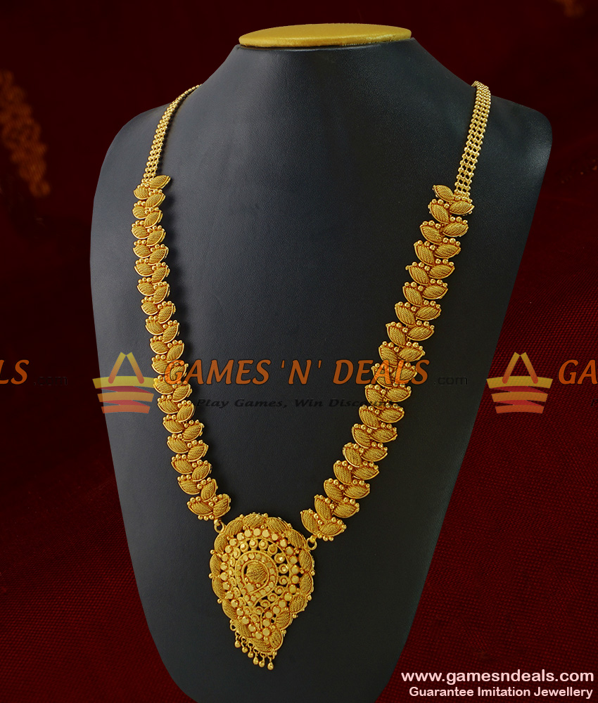 ARRG187 - South Indian Party Wear Full Net Work Handmade Long Imitation Haaram
