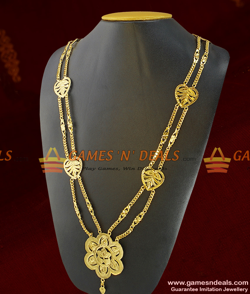 ARRG193 - Two Line Governor Maalai South Indian Leaf Design Traditional Long Aaram ARRG193 - Two Line Governor Maalai South Indian Leaf Design Traditional Long Aaram