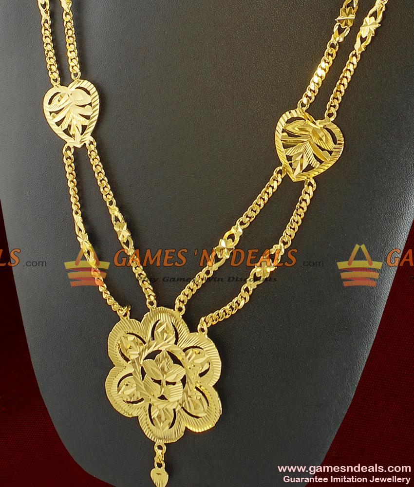 ARRG193 - Two Line Governor Maalai South Indian Leaf Design Traditional Long Aaram ARRG193 - Two Line Governor Maalai South Indian Leaf Design Traditional Long Aaram