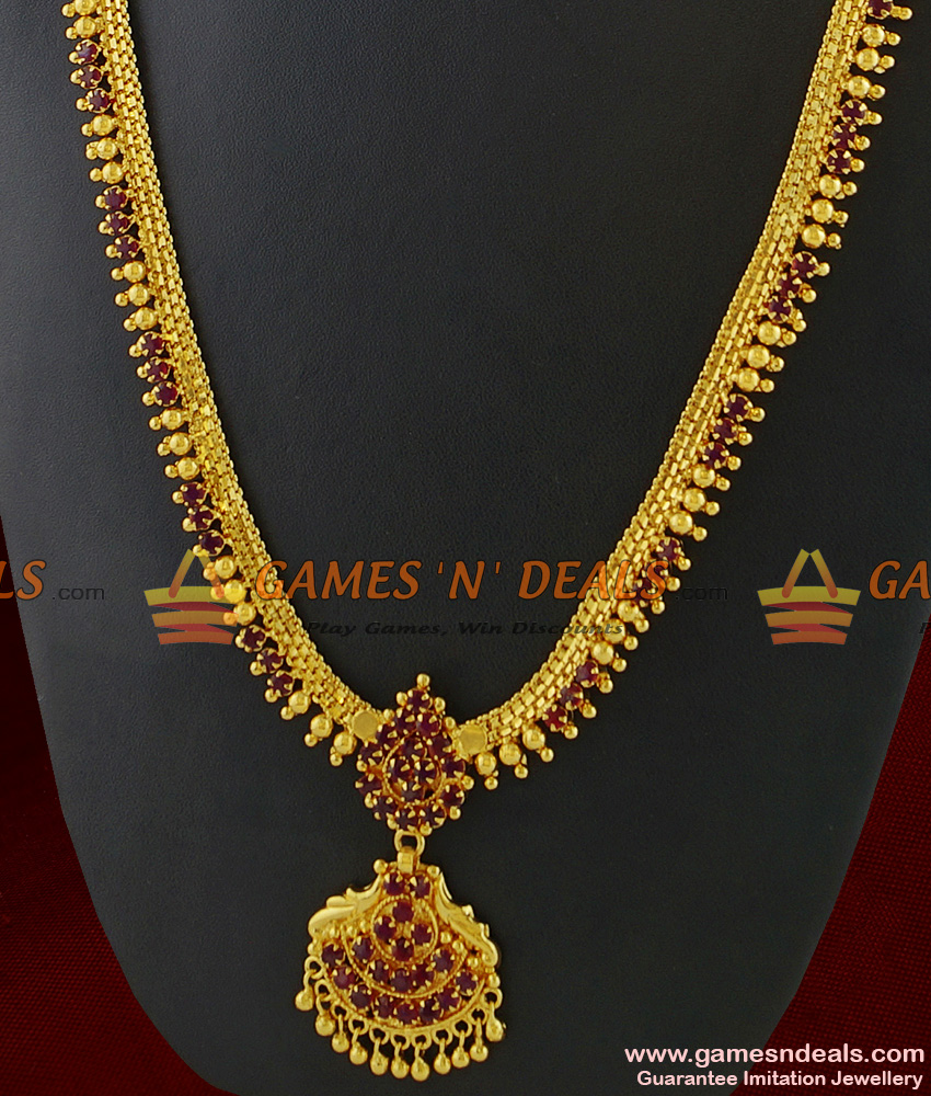 ARRG199 - Sparkling Semi Precious Full Ruby Stone Gold Like Imitation Haaram