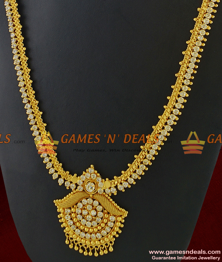 ARRG200 - Grand Bridal Wear Full White Stone Flower Dollar Imitation Haaram ARRG200 - Grand Bridal Wear Full White Stone Flower Dollar Imitation Haaram