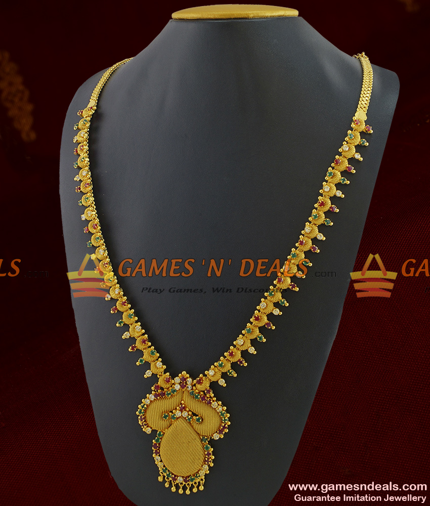 ARRG211 - Full AD Stone work Grand Bridal Wear Sparkling Dollar Imitation Haaram ARRG211 - Full AD Stone work Grand Bridal Wear Sparkling Dollar Imitation Haaram