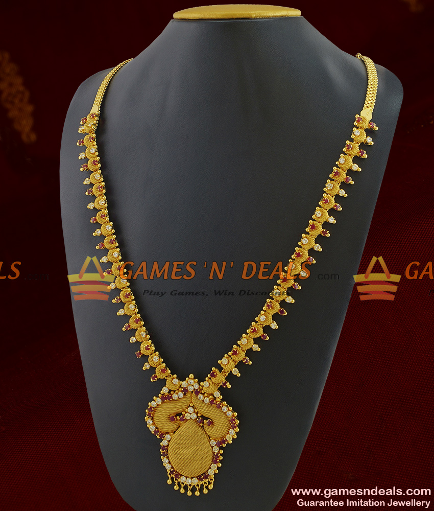 ARRG212 - Full AD Stone work Grand Bridal Wear Sparkling Dollar Imitation Haaram ARRG212 - Full AD Stone work Grand Bridal Wear Sparkling Dollar Imitation Haaram
