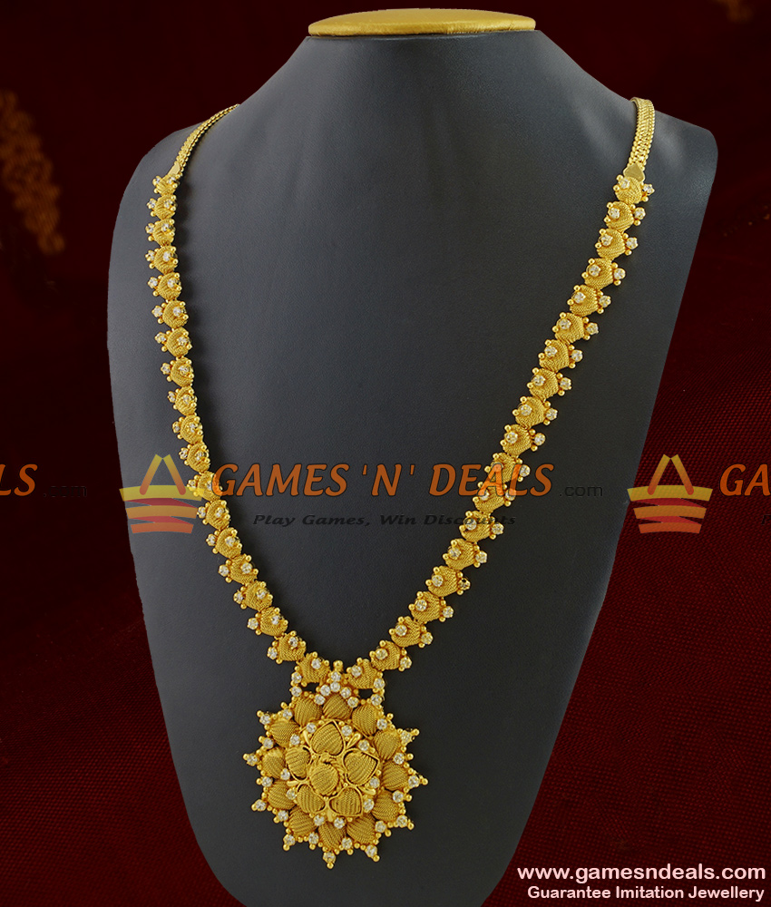 ARRG213 - White American Diamond Stone work Grand Bridal Wear Imitation Haaram ARRG213 - White American Diamond Stone work Grand Bridal Wear Imitation Haaram