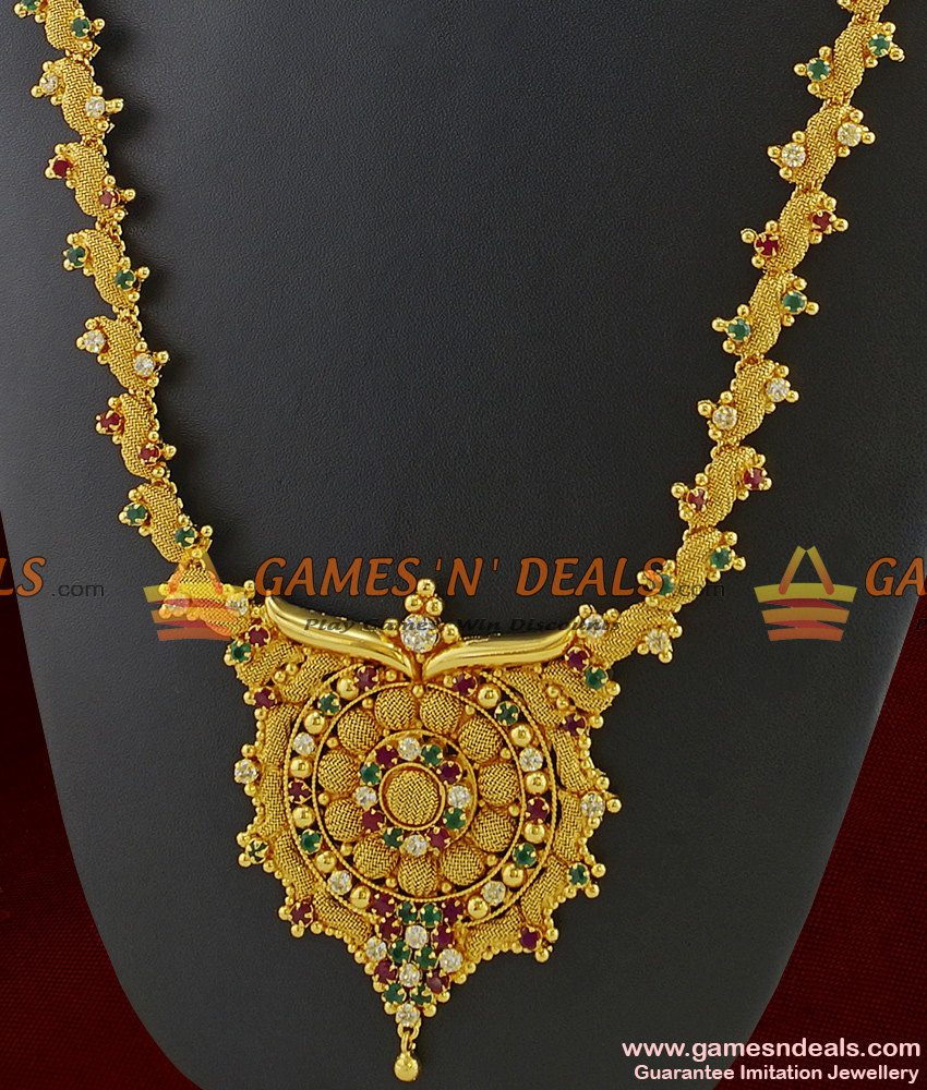 ARRG214 - Grand Bridal Necklace Semi Precious Full MultiStone Imitation Jewelry
