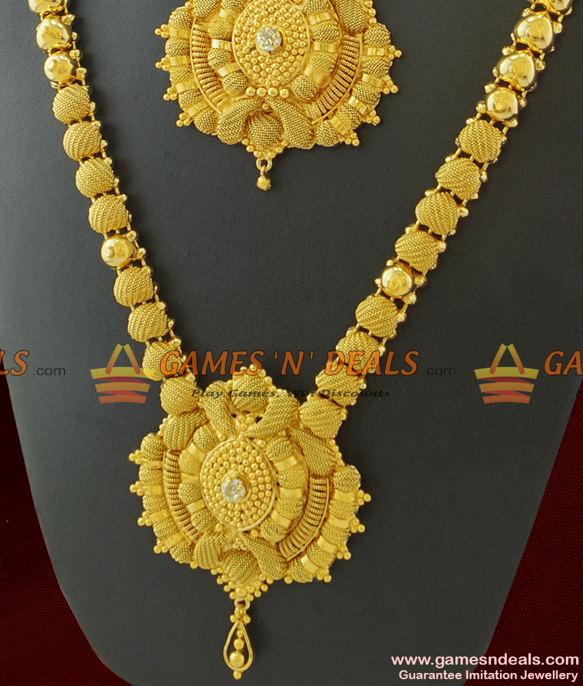ARRG252 - Sparkling White Stone Haaram Necklace Combo Guarantee Imitation Jewelry ARRG252 - Sparkling White Stone Haaram Necklace Combo Guarantee Imitation Jewelry