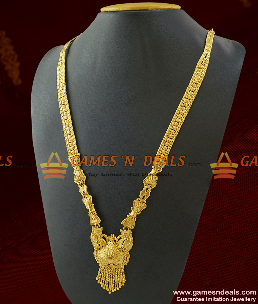 ARRG264 - 100mg Micro Gold Traditional Stiff Type Square Chain Calcutta Long Necklace