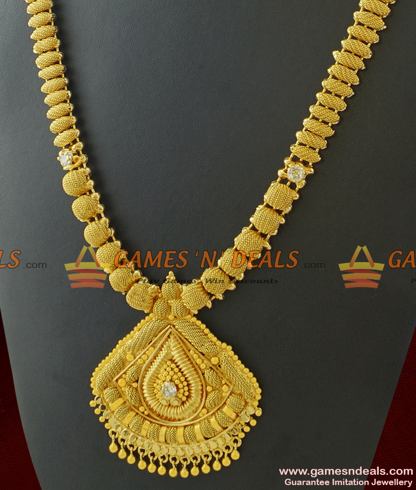 ARRG271 - Grand Bridal Haaram Semi Precious AD Stone Imitation Jewelry