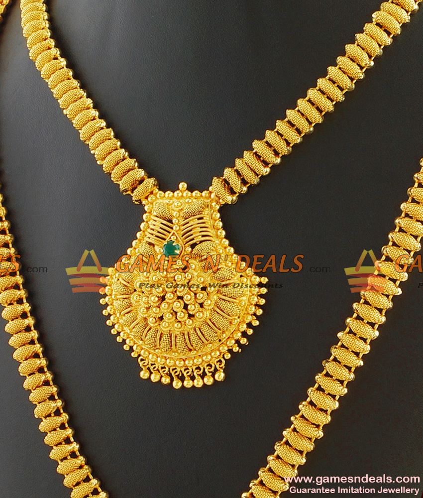 Kerala Onam Special Full Net Haaram Necklace Set Combo Imitation Jewelry ARRG283