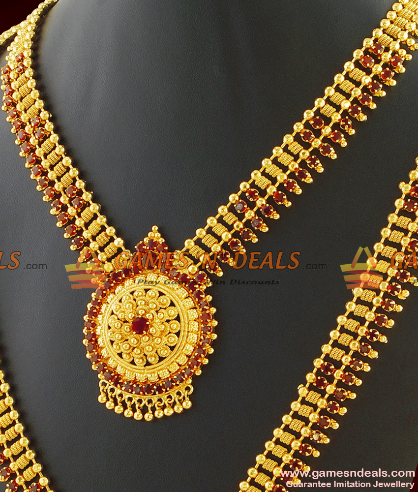 Full Ruby Stone Combo Set Haaram Necklace Imitation Jewelry ARRG286 Full Ruby Stone Combo Set Haaram Necklace Imitation Jewelry ARRG286