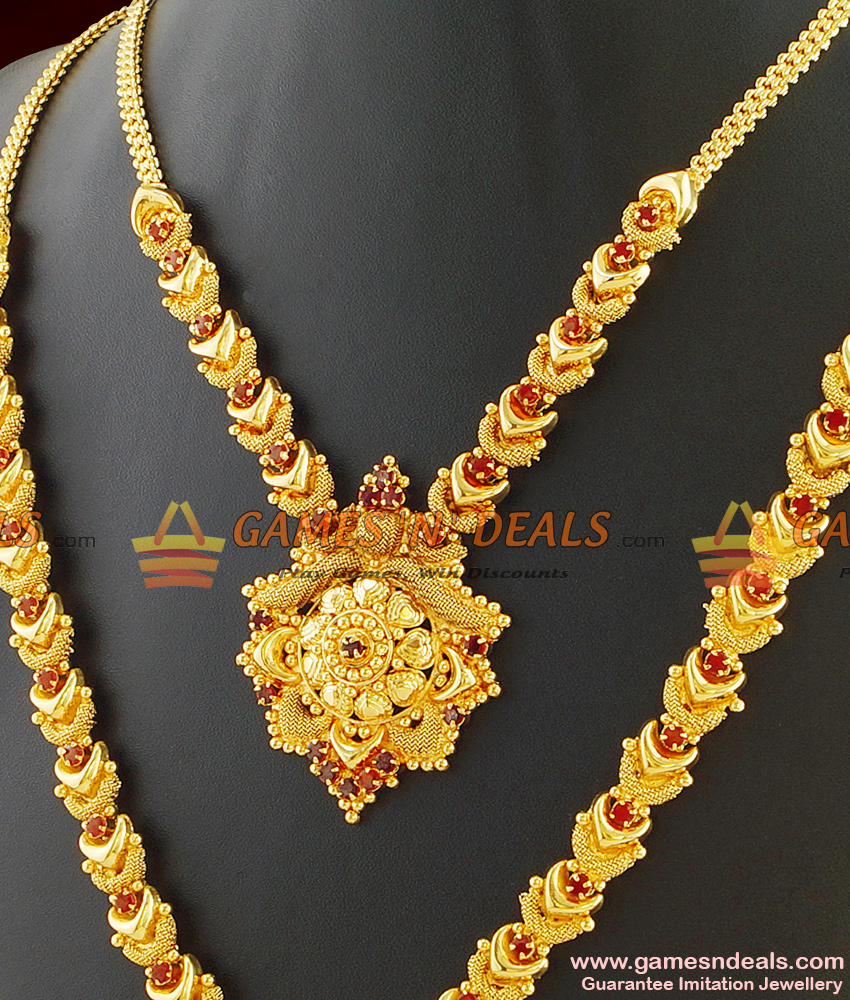 Kerala Onam Special Haaram Necklace Combo Guarantee Jewelry ARRG289