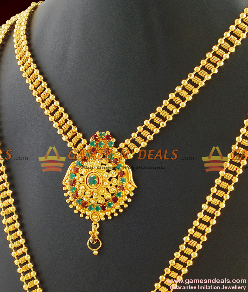 Special Occasions Kerala Combo Haaram Necklace Set Imitation Jewelry ARRG290