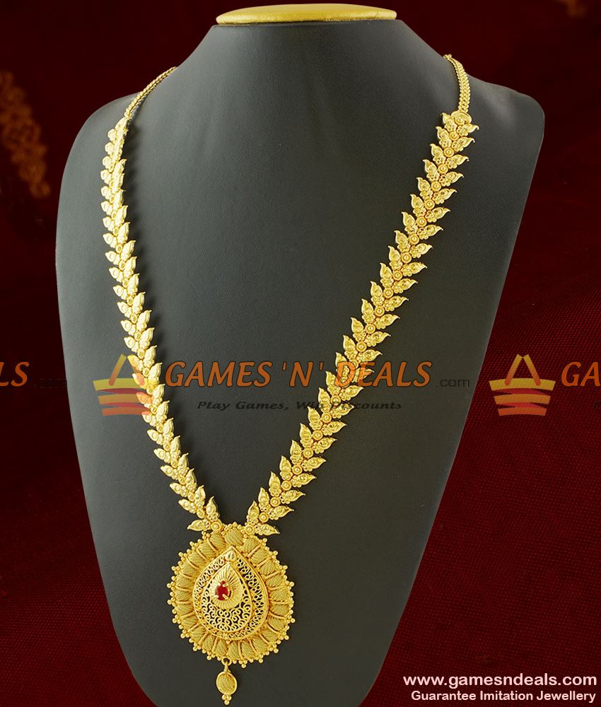 Grand Party Wear Long Leaf Design Haaram Imitation Jewelry ARRG303 Grand Party Wear Long Leaf Design Haaram Imitation Jewelry ARRG303