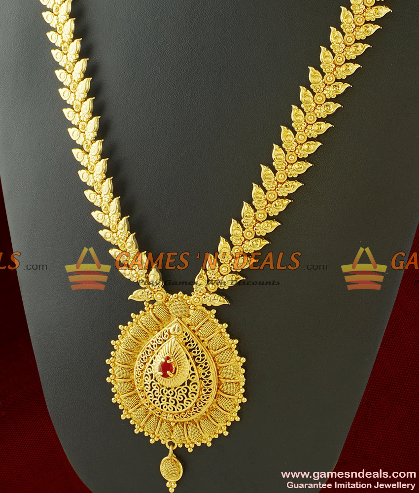 Grand Party Wear Long Leaf Design Haaram Imitation Jewelry ARRG303 Grand Party Wear Long Leaf Design Haaram Imitation Jewelry ARRG303