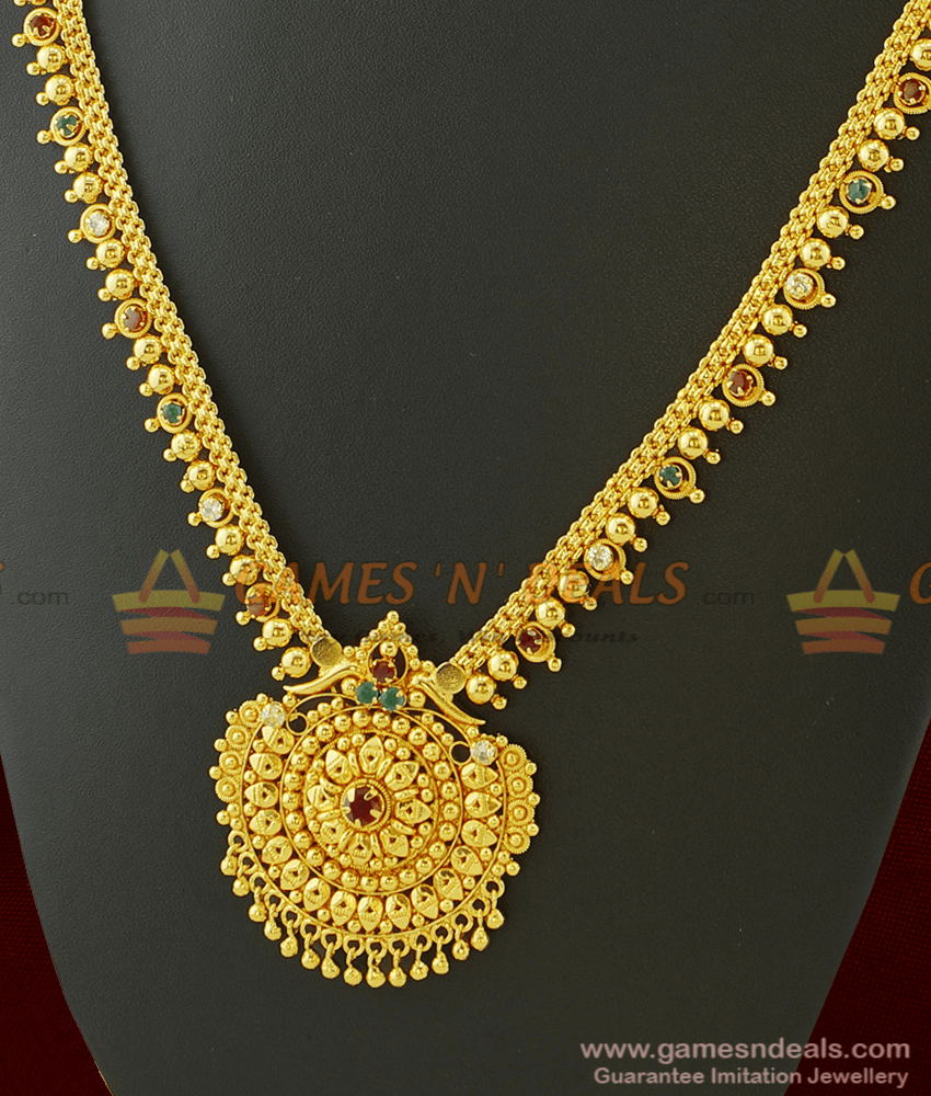 AD Stone Dollar Traditional Long Simple Necklace / Haaram ARRG318 AD Stone Dollar Traditional Long Simple Necklace / Haaram ARRG318