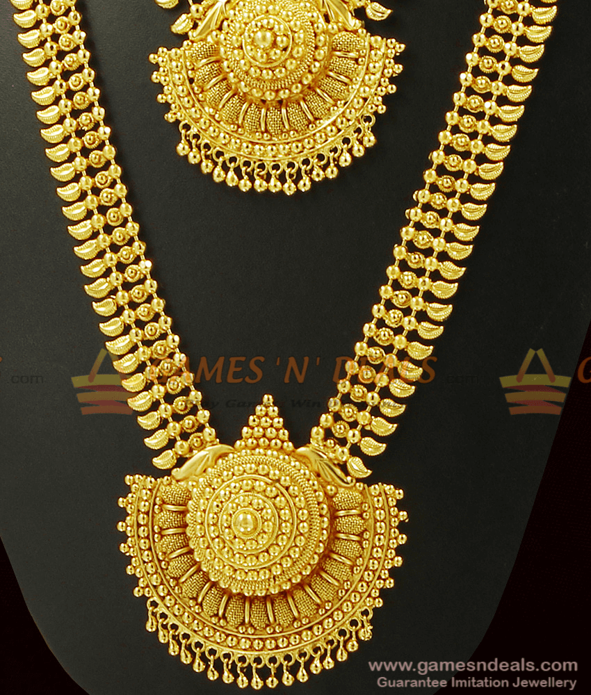 Grand Bridal Combo Set Traditional Mango Design Haaram and Necklace