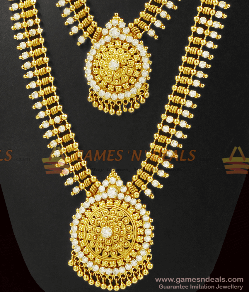 Sparkling Full White Stone Necklace Haram Combo Set ARRG340 Sparkling Full White Stone Necklace Haram Combo Set ARRG340