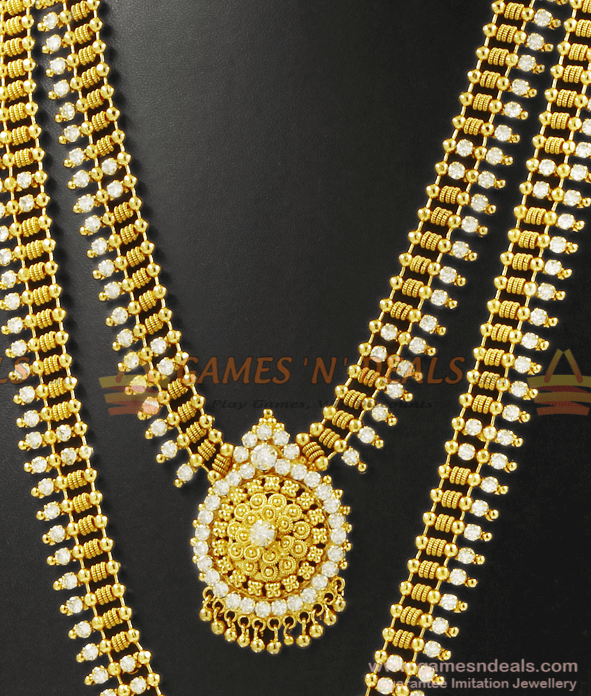 Sparkling Full White Stone Necklace Haram Combo Set ARRG340