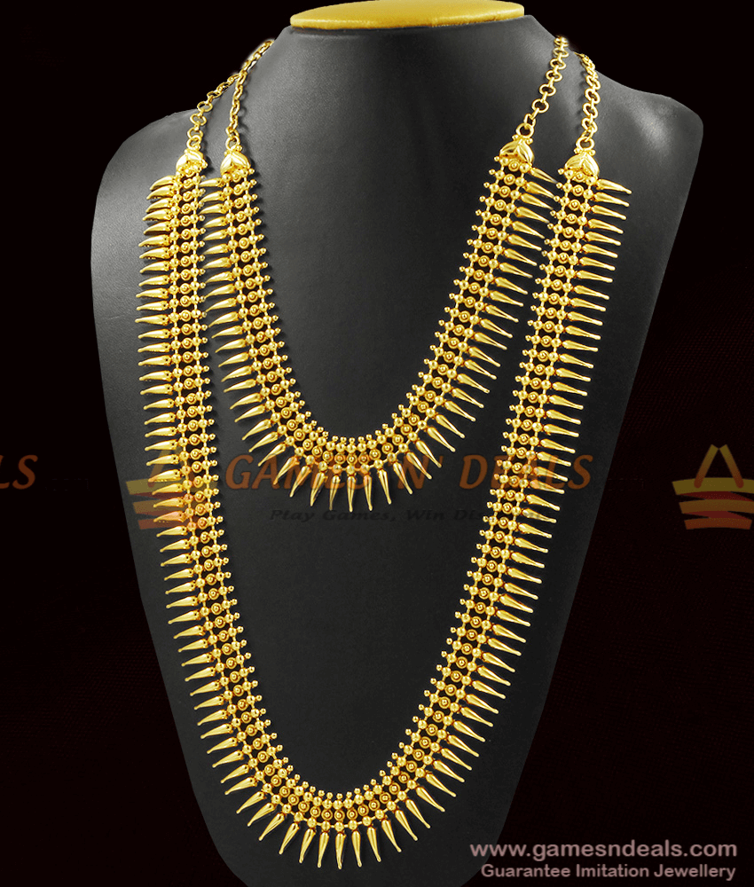 Grand Plain Mullaipoo Necklace Combo Set Kerala Jewelry Set ARRG341