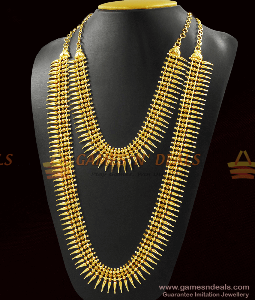 Grand Plain Mullaipoo Necklace Combo Set Kerala Jewelry Set ARRG341 Grand Plain Mullaipoo Necklace Combo Set Kerala Jewelry Set ARRG341