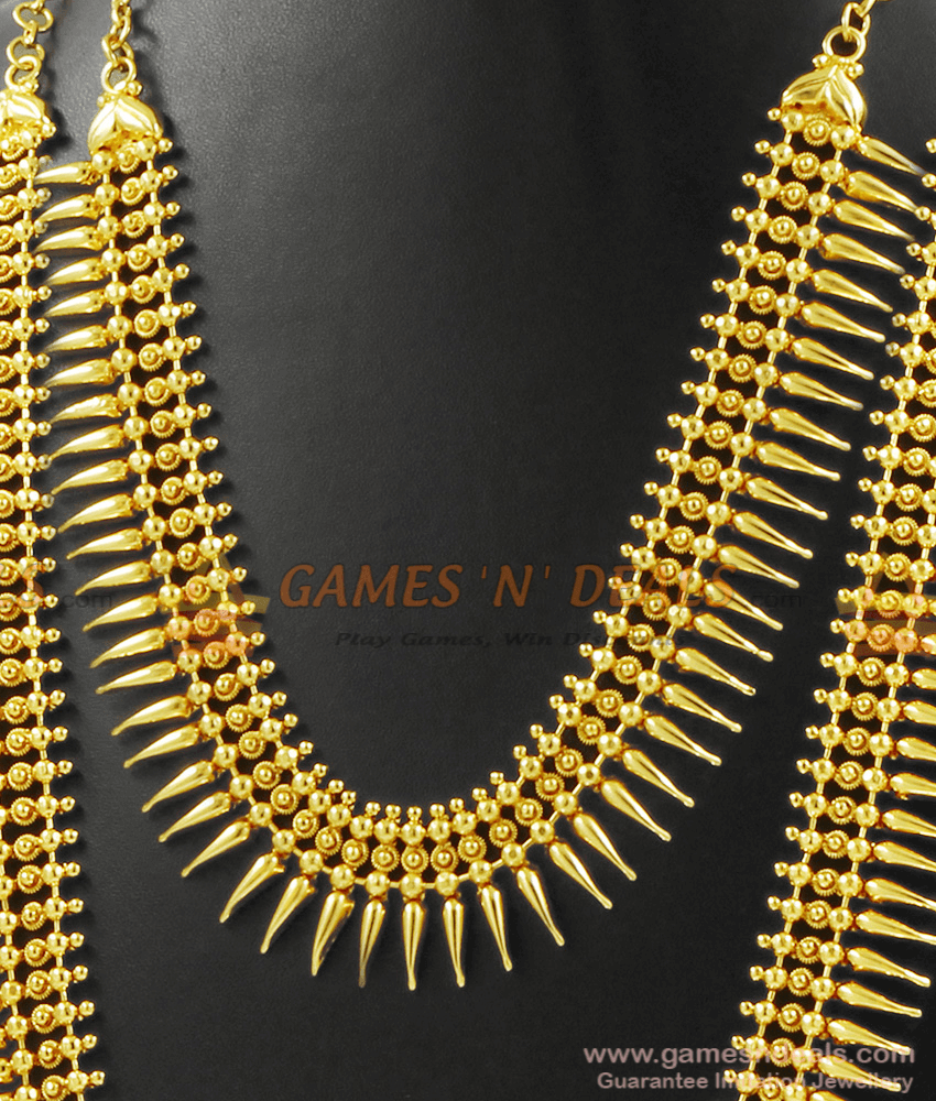 Grand Plain Mullaipoo Necklace Combo Set Kerala Jewelry Set ARRG341 Grand Plain Mullaipoo Necklace Combo Set Kerala Jewelry Set ARRG341