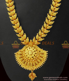 Grand One Gram Gold Haaram Design for Marriage ARRG348 Grand One Gram Gold Haaram Design for Marriage ARRG348