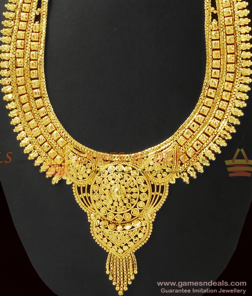 Real Gold Pattern Calcutta Necklace for Marriage ARRG352