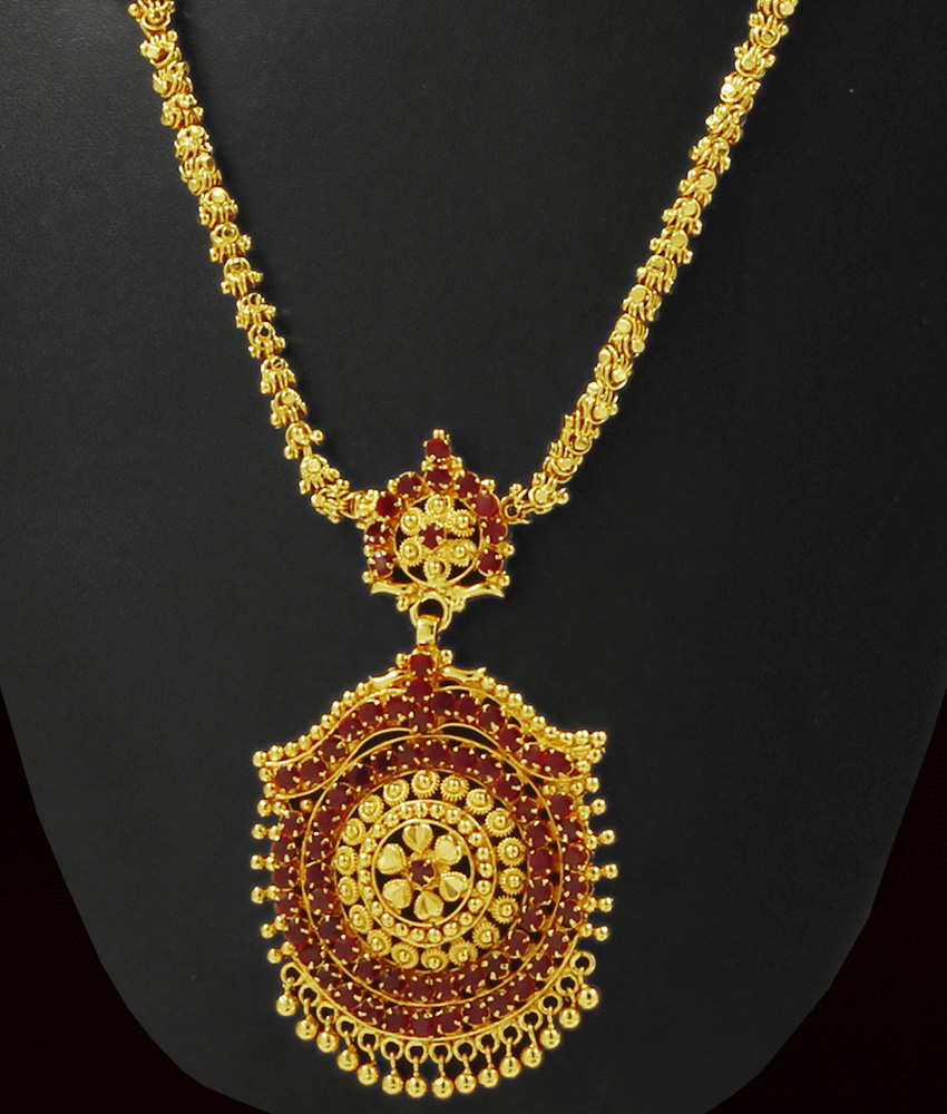 Gold Plated Chain Pattern Ruby Stone Dollar Haaram ARRG355 Gold Plated Chain Pattern Ruby Stone Dollar Haaram ARRG355
