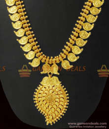Gold Pattern Lakshmi in Mango Coin Haaram ARRG356 Gold Pattern Lakshmi in Mango Coin Haaram ARRG356