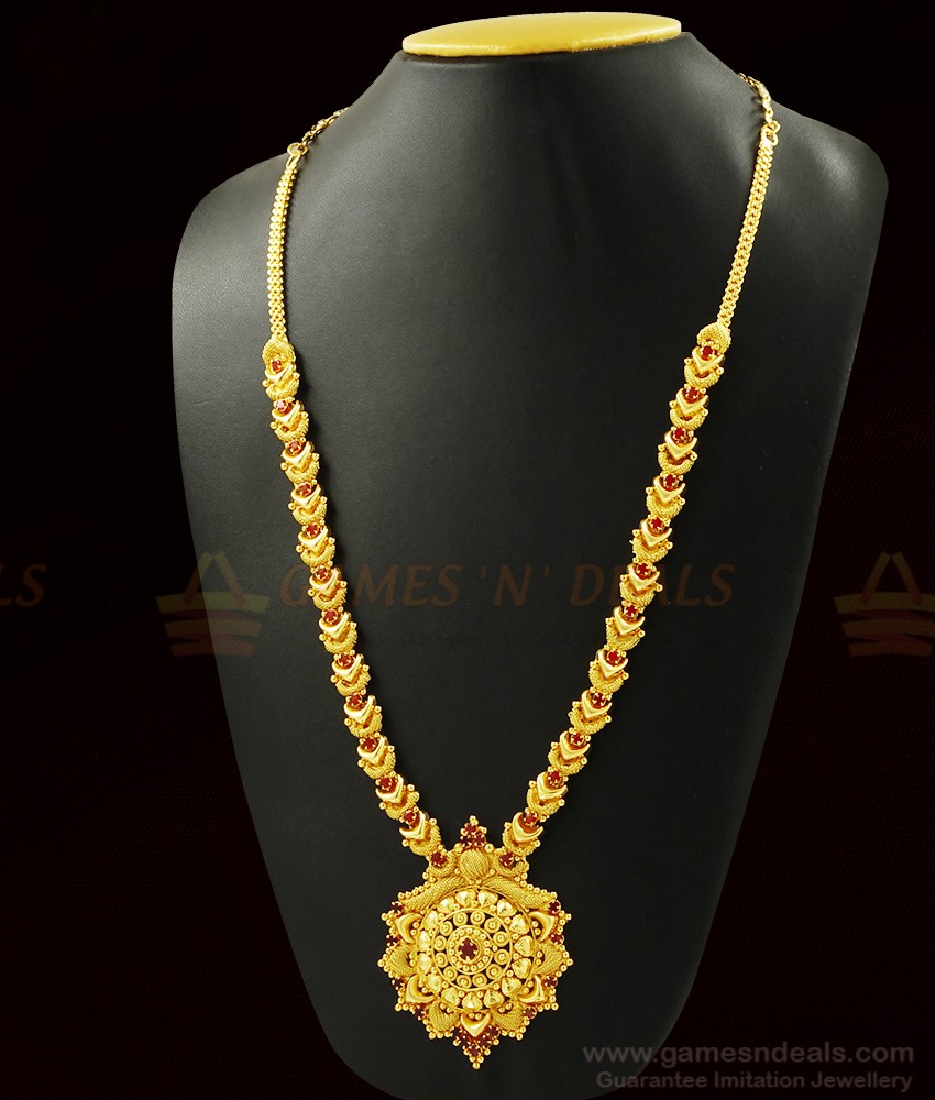 Ruby Red Stone Kerala Haaram For Marriage ARRG365 Ruby Red Stone Kerala Haaram For Marriage ARRG365