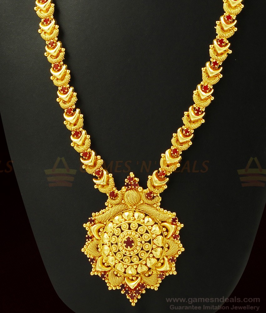 Ruby Red Stone Kerala Haaram For Marriage ARRG365