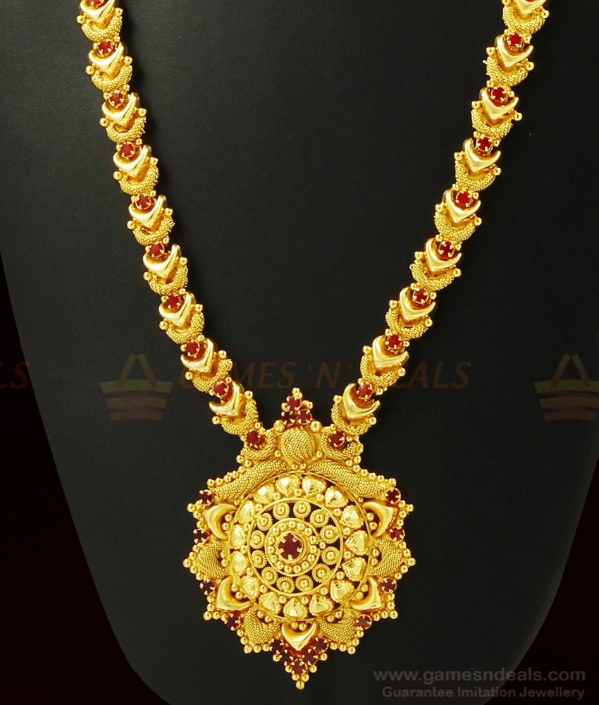 Ruby Red Stone Kerala Haaram For Marriage ARRG365 Ruby Red Stone Kerala Haaram For Marriage ARRG365