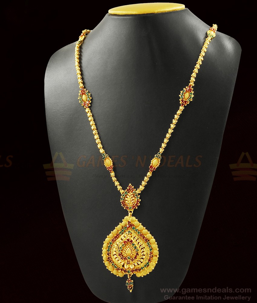 Peacock Dollar Kerala Long Necklace Chain Pattern Design ARRG367 Peacock Dollar Kerala Long Necklace Chain Pattern Design ARRG367