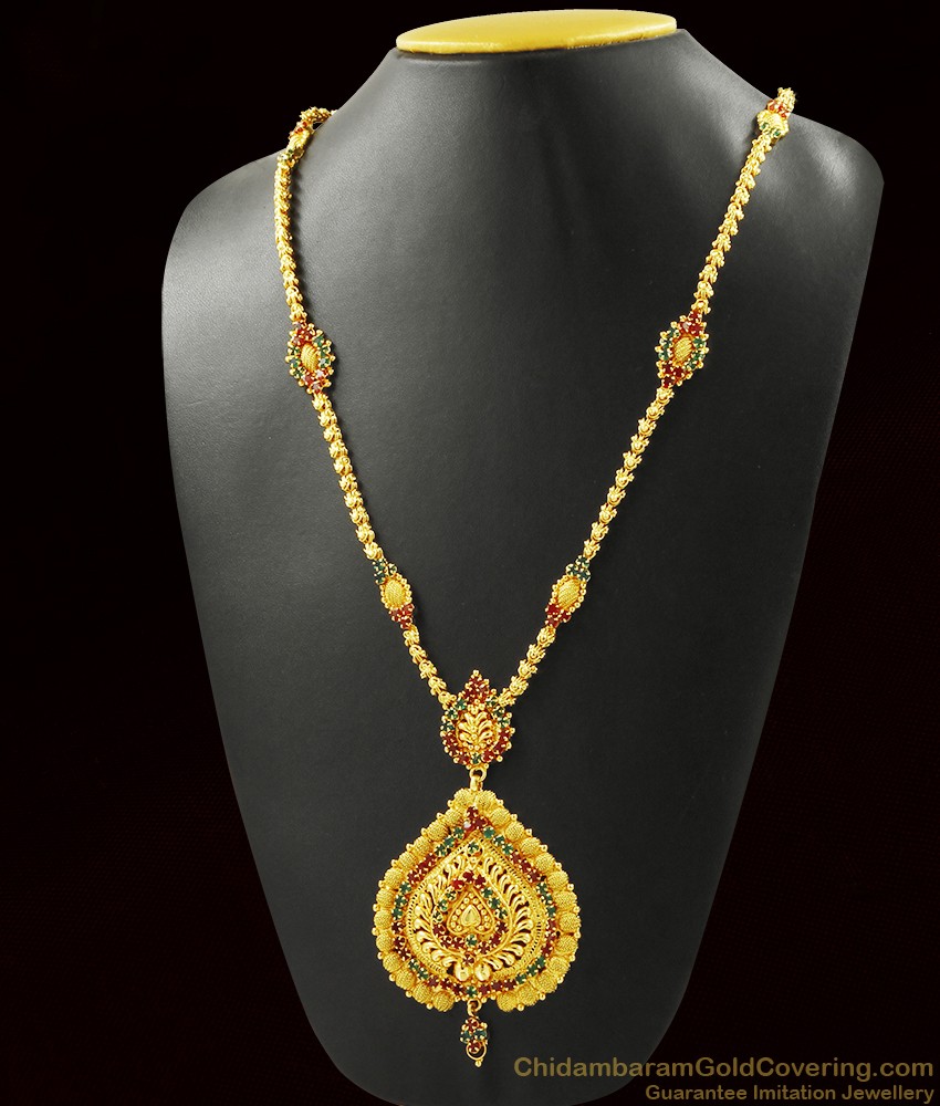 Peacock Dollar Kerala Long Necklace Chain Pattern Design ARRG367 Peacock Dollar Kerala Long Necklace Chain Pattern Design ARRG367