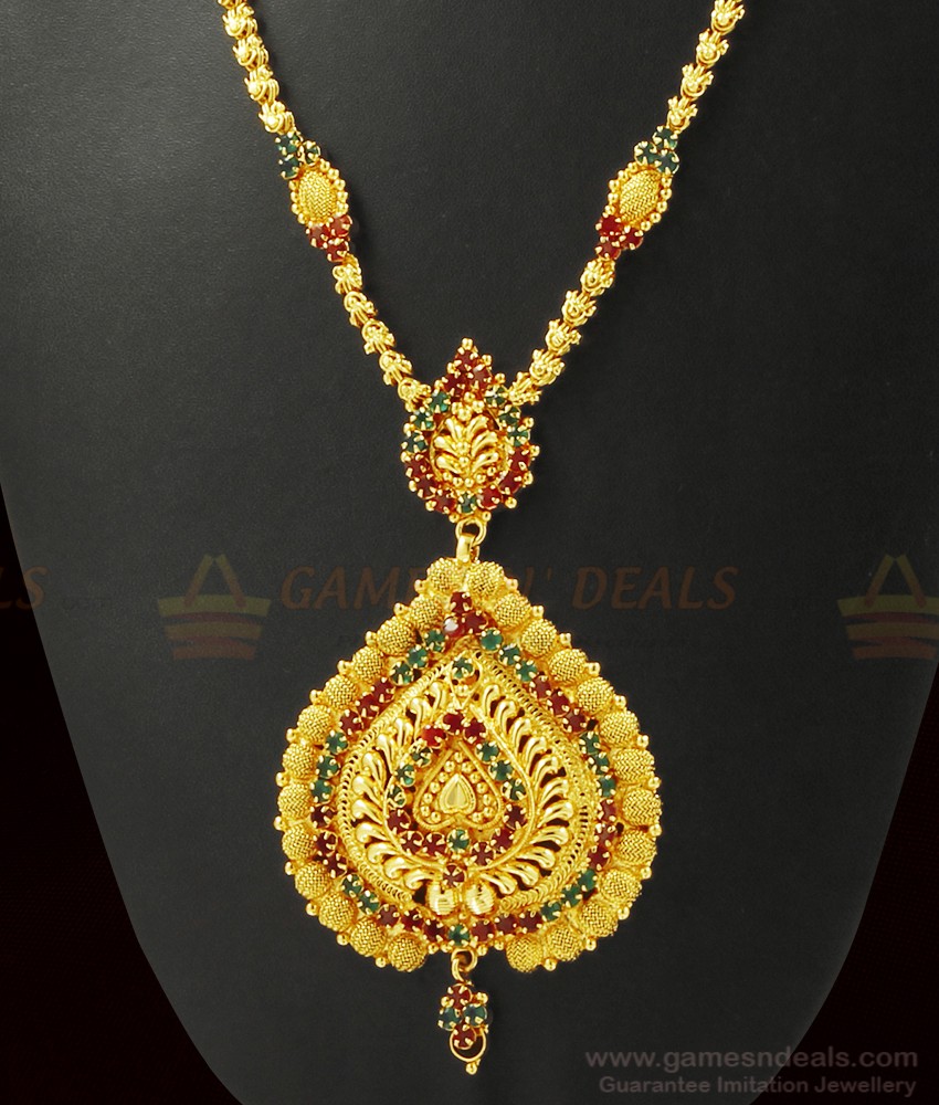 Peacock Dollar Kerala Long Necklace Chain Pattern Design ARRG367