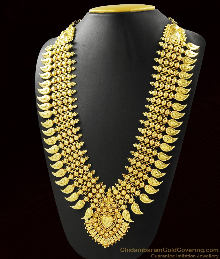 Mango Leaf Gold Inspired Heavy Kerala Bridal Necklace ARRG384 Mango Leaf Gold Inspired Heavy Kerala Bridal Necklace ARRG384