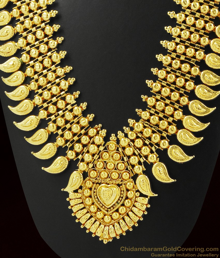 Mango Leaf Gold Inspired Heavy Kerala Bridal Necklace ARRG384 Mango Leaf Gold Inspired Heavy Kerala Bridal Necklace ARRG384