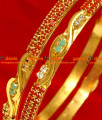 BG050-2.6 Size Gold Plated Red and White Stone Fancy Imitation Bangle Online