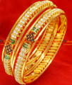 BG051-2.8 Size Gold Plated Red White Stone South Indian Spring Design 