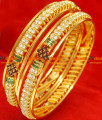 BG051-2.6 Size Gold Plated Red White Stone South Indian Spring Design 