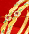 BG060-2.4 Size Gold Plated Imitation Bangle Daily Wear Red White Stone Bangle BG060-2.4 Size Gold Plated Imitation Bangle Daily Wear Red White Stone Bangle