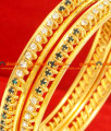 BG062-2.8 Size Gold Plated Imitation Thin Daily Wear White Green Stone Bangle