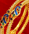 BG069-2.2 Size Gold Plated Imitation Peacock Bridal Antique Party Wear Bangles
